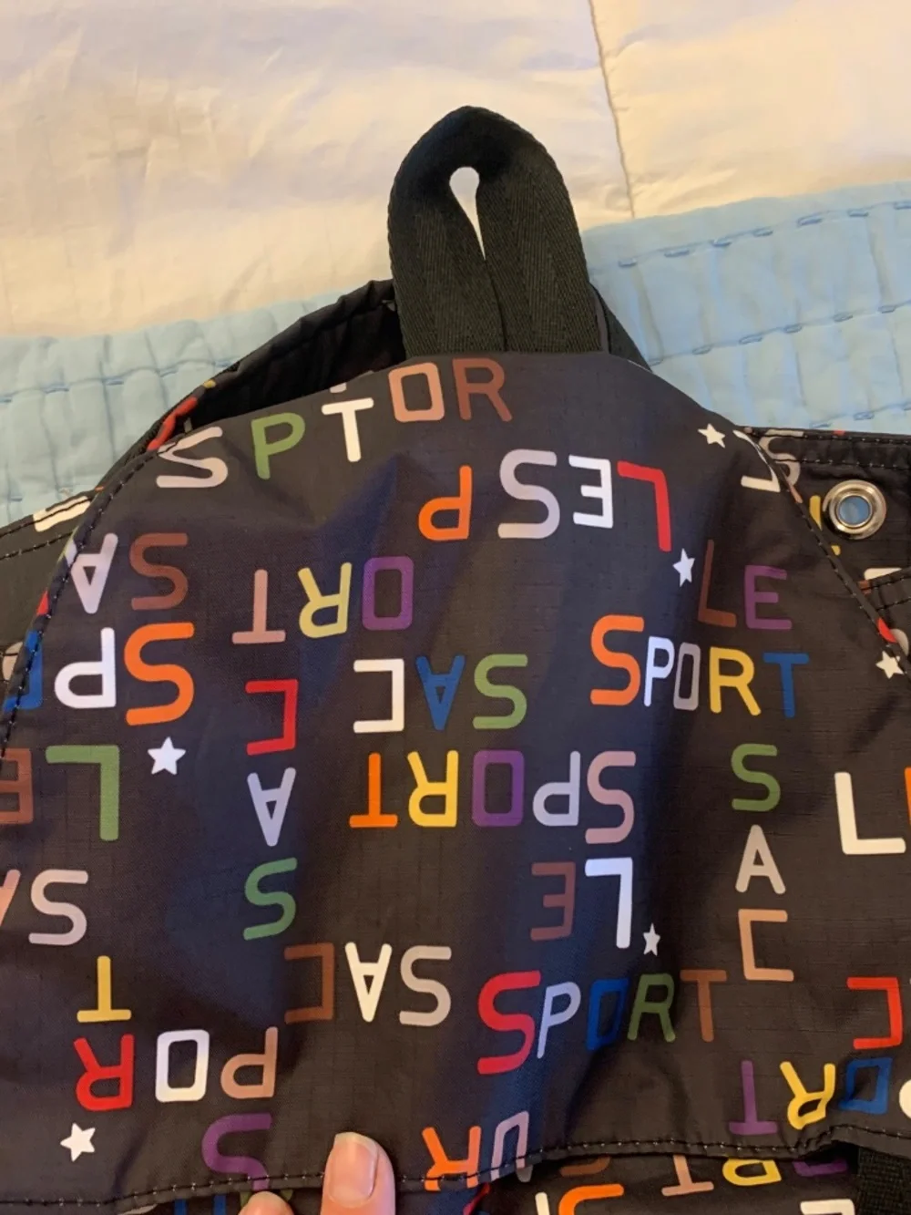 LeSportsac Large Rucksack Backpack Black with Colorful Letters